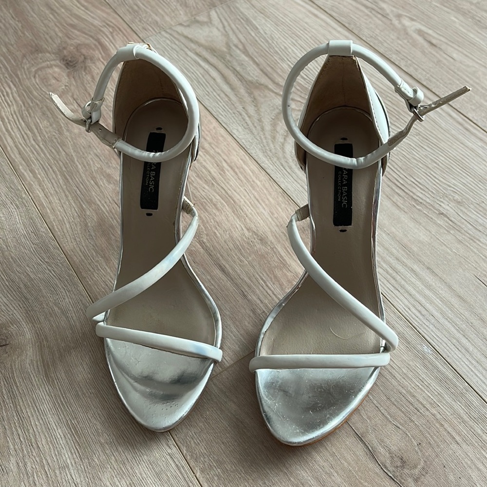 Zara - white leather high heels